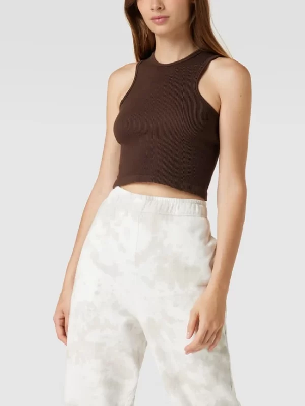 Only Crop Top In Ripp-Optik – Dunkelbraun 5