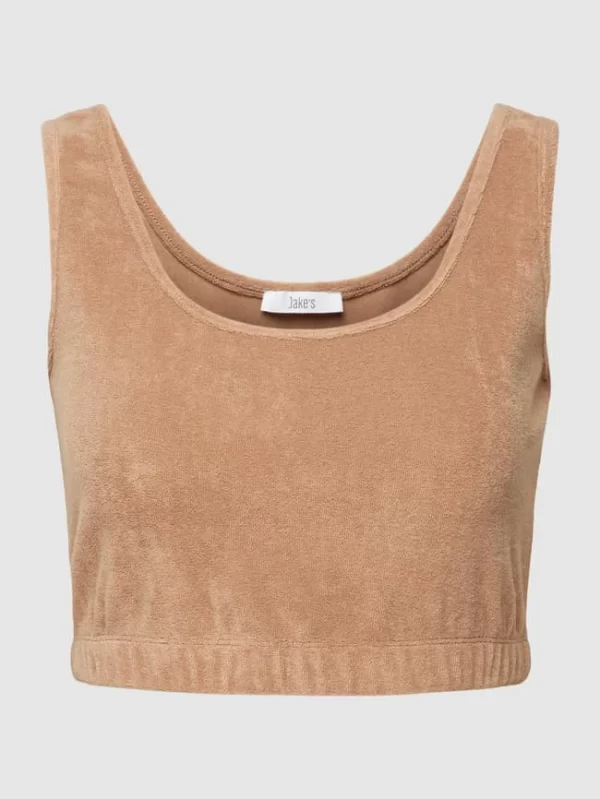 Jake*s Casual Crop Top Aus Frottee – Mittelbraun 3