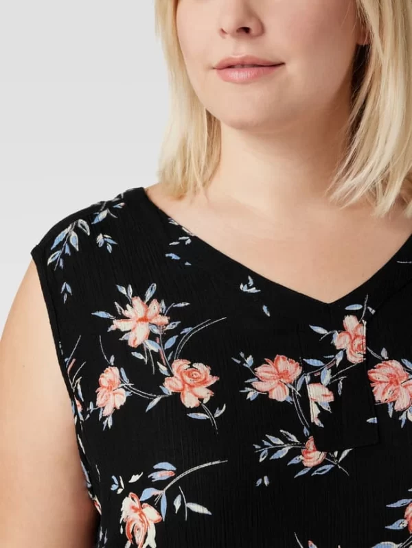 KAFFE Curve PLUS SIZE Bluse Mit Allover-Muster – Schwarz 4