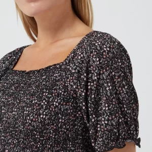 Pieces Cropped Blusenshirt Mit Millefleurs Modell ‘Emanuelle’ – Schwarz 11