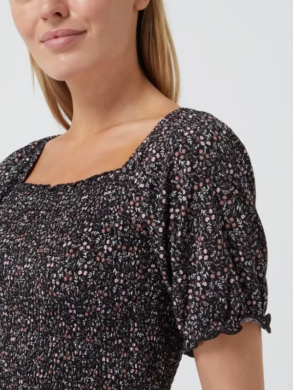 Pieces Cropped Blusenshirt Mit Millefleurs Modell ‘Emanuelle’ – Schwarz 4