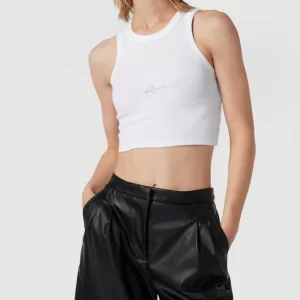 REVIEW Crop Top Mit Label-Stitching – Weiß 13