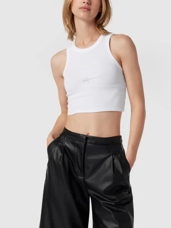 REVIEW Crop Top Mit Label-Stitching – Weiß 5