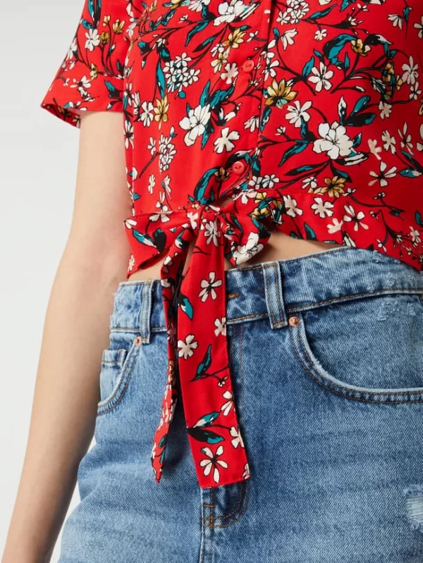 Vero Moda Cropped Bluse Mit Knotendetail Modell ‘Simply’ – Rot 7