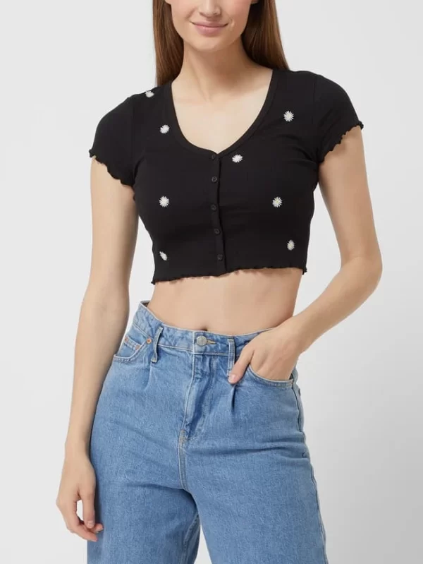 Only Crop Shirt Mit Floralem Muster Modell ‘Daisy’ – Schwarz 5