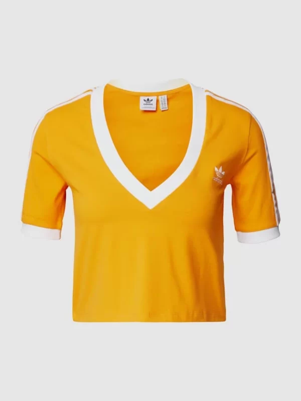 Adidas Originals Crop T-Shirt Mit V-Ausschnitt – Orange 3