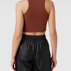 REVIEW Crop Top Mit Label-Stitching – Schokobraun 15