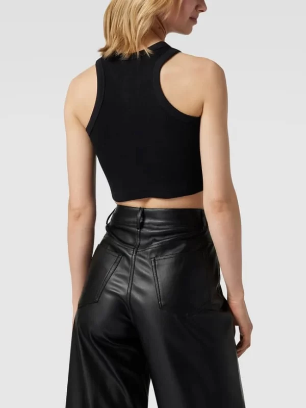 REVIEW Crop Top Mit Label-Stitching – Schwarz 6