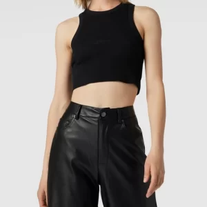 REVIEW Crop Top Mit Label-Stitching – Schwarz 13