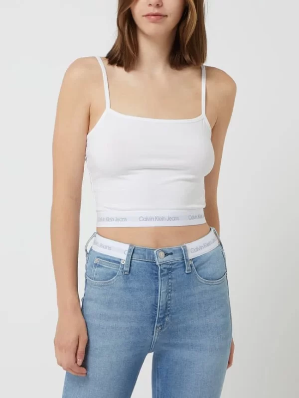 Calvin Klein Jeans Crop Top Mit Logo-Bund – Weiß 5