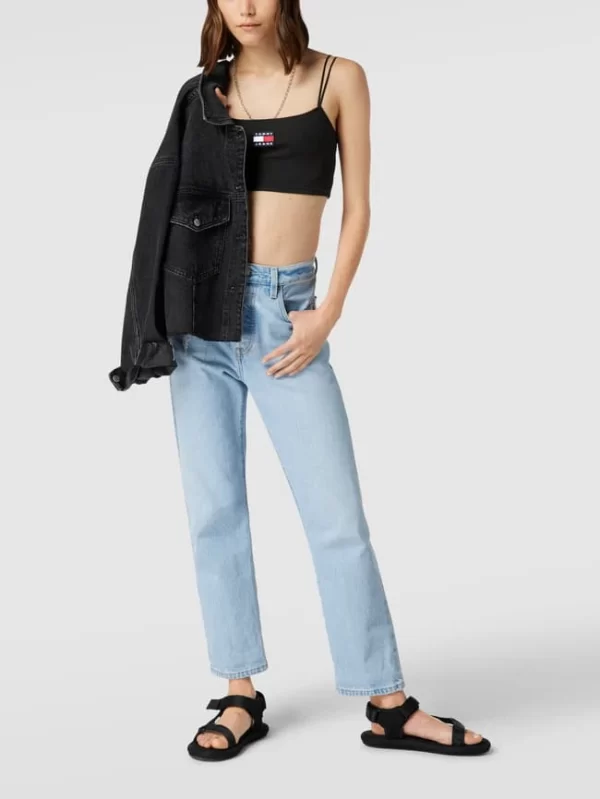 Tommy Jeans Crop Top Mit Label-Patch Modell ‘CROP RIB BADGE’ – Schwarz 1