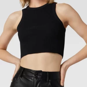 REVIEW Crop Top Mit Label-Stitching – Schwarz 11