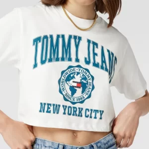 Tommy Jeans Cropped T-Shirt Mit Label-Print Modell ‘SUPER CROP COLLEGE’ – Weiß 11