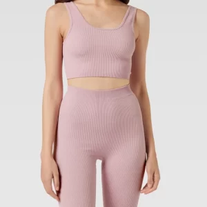 Jake*s Casual Crop Top In Ripp-Optik – Mauve 13