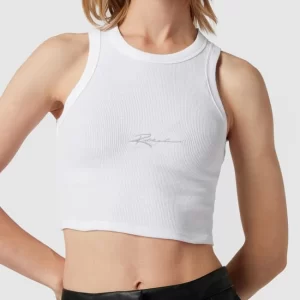 REVIEW Crop Top Mit Label-Stitching – Weiß 11