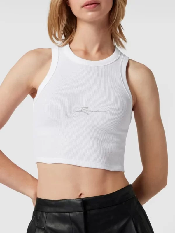 REVIEW Crop Top Mit Label-Stitching – Weiß 4