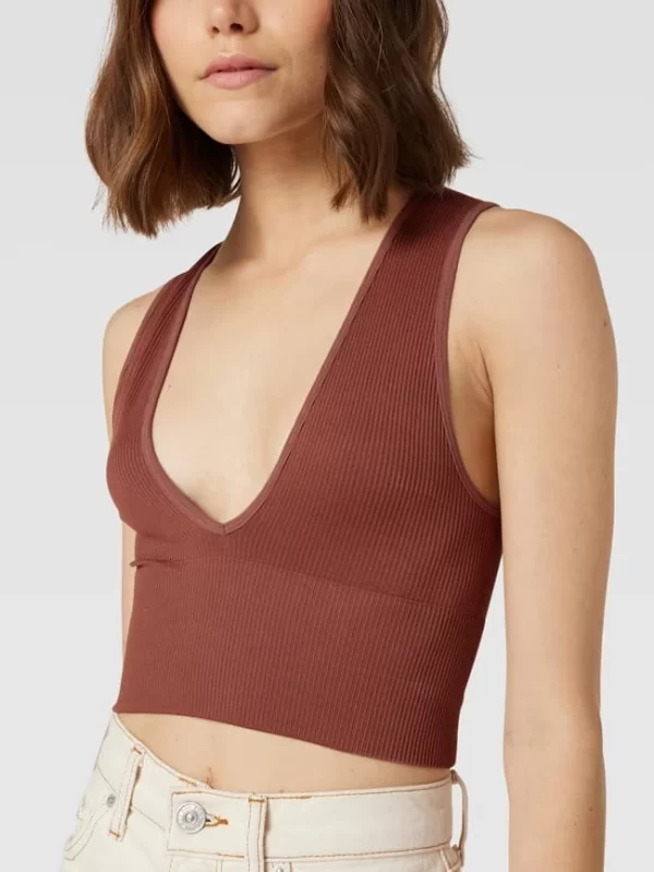 BDG Urban Outfitters Crop Top In Ripp-Optik – Schokobraun 4