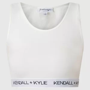 Kendall & Kylie Crop Top Mit Logo-Bund – Offwhite 9