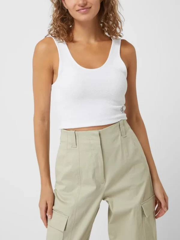 Calvin Klein Jeans Crop Top Mit Feiner Struktur – Weiß 5