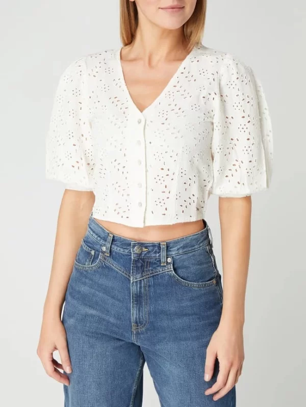 Pepe Jeans Cropped Bluse Aus Lochspitze – Weiß 5