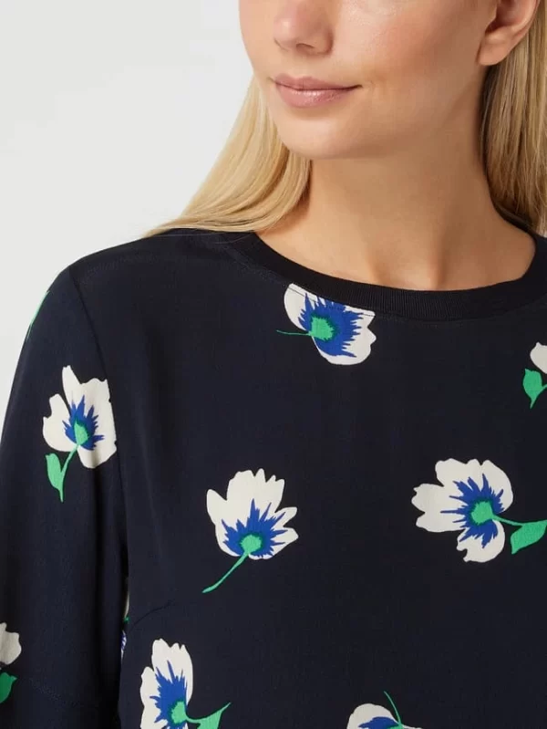 Oui Blusenshirt Aus Viskose Mit Floralem Muster – Dunkelblau 4