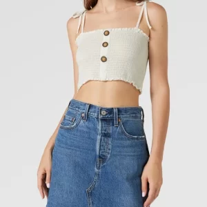 Only Crop Top Mit Smok-Details – Offwhite 13