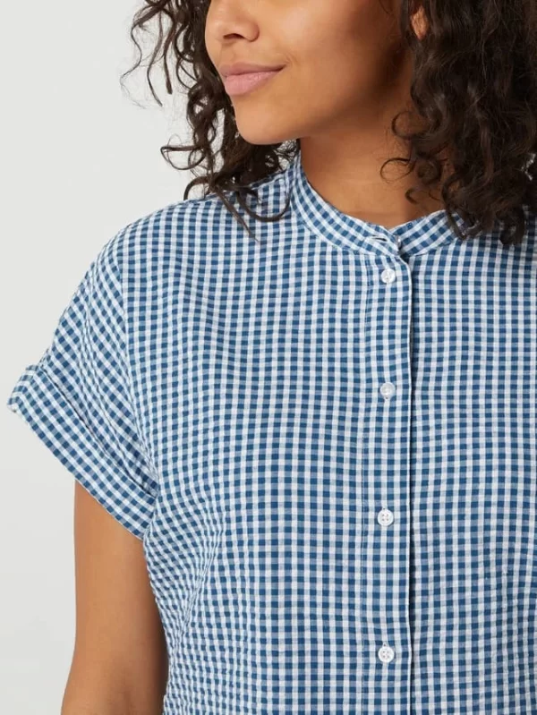 Montego Bluse Aus Seersucker – Dunkelblau 4