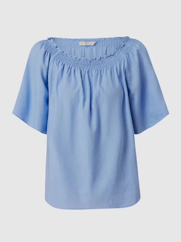 Cream Off-Shoulder-Blusenshirt Mit Leinen-Anteil Modell ‘Venta’ – Hellblau 3