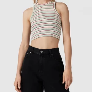 REVIEW Crop Top Mit Label-Stitching – Mittelgrau Meliert 13