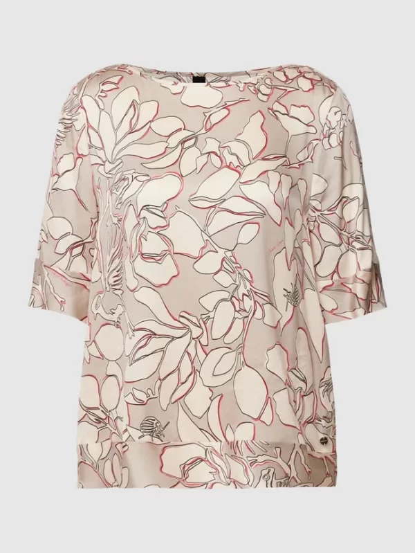 Marc Cain Seidenbluse Mit Floralem Muster – Taupe 3