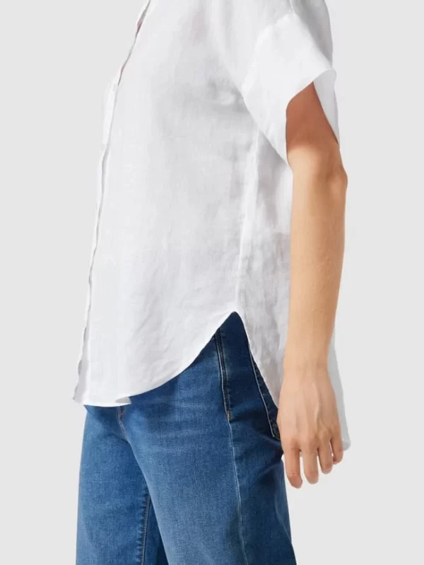 Lauren Ralph Lauren Kurzärmeliges Leinenshirt Mit Umlegekragen – Weiß 4