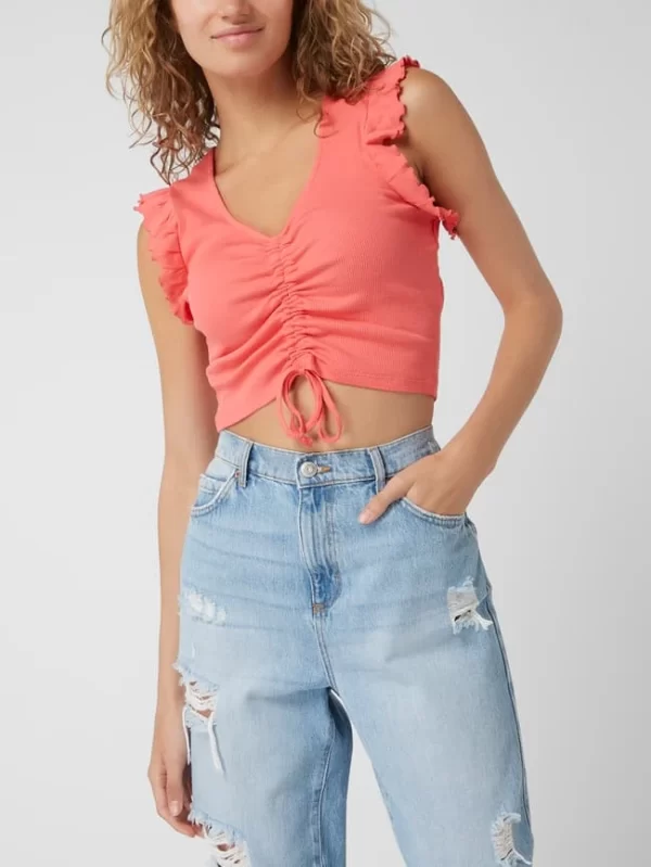 Only Crop Top Mit Raffungen Modell ‘Laila’ – Koralle 5