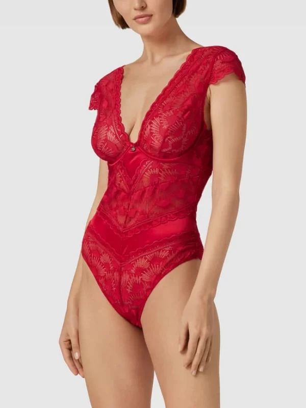 S.Oliver RED LABEL Body Mit Spitzenbesatz Modell ‘Adele’ – Rot 1