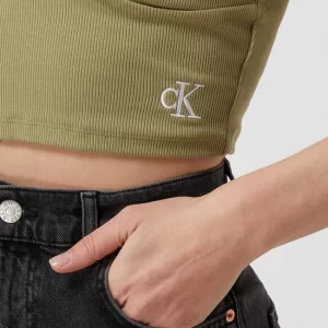 Calvin Klein Jeans Crop Top Mit Stretch-Anteil – Olivgrün 11