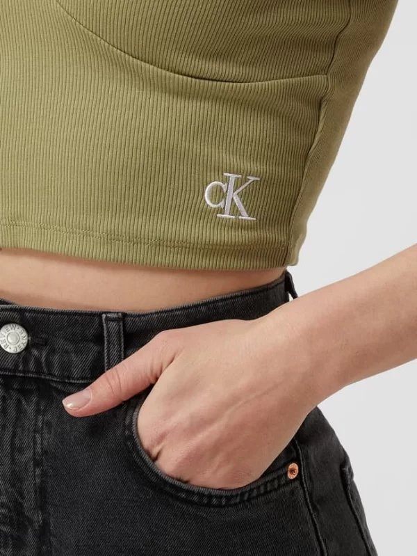 Calvin Klein Jeans Crop Top Mit Stretch-Anteil – Olivgrün 4